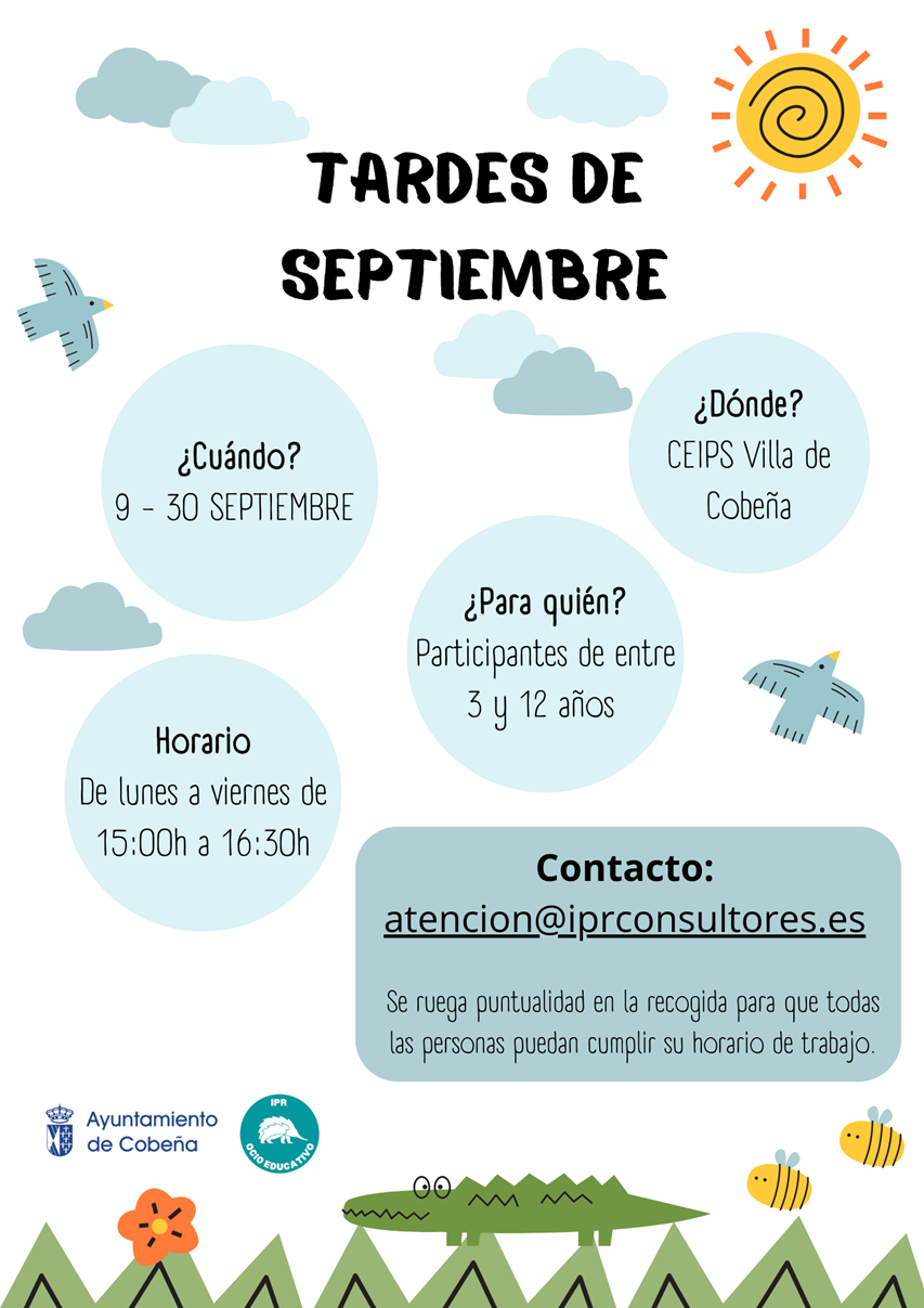 Tardes de Septiembre, un servicio de acogida en el CEIPS Villa de Cobeña | Septiembre 2024